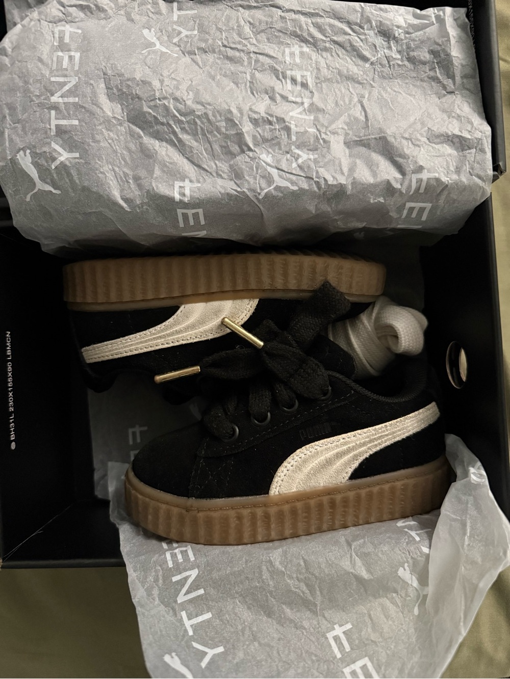 Puma FENTY Black Velvet Dust Bag & Branded Shoe Boxy